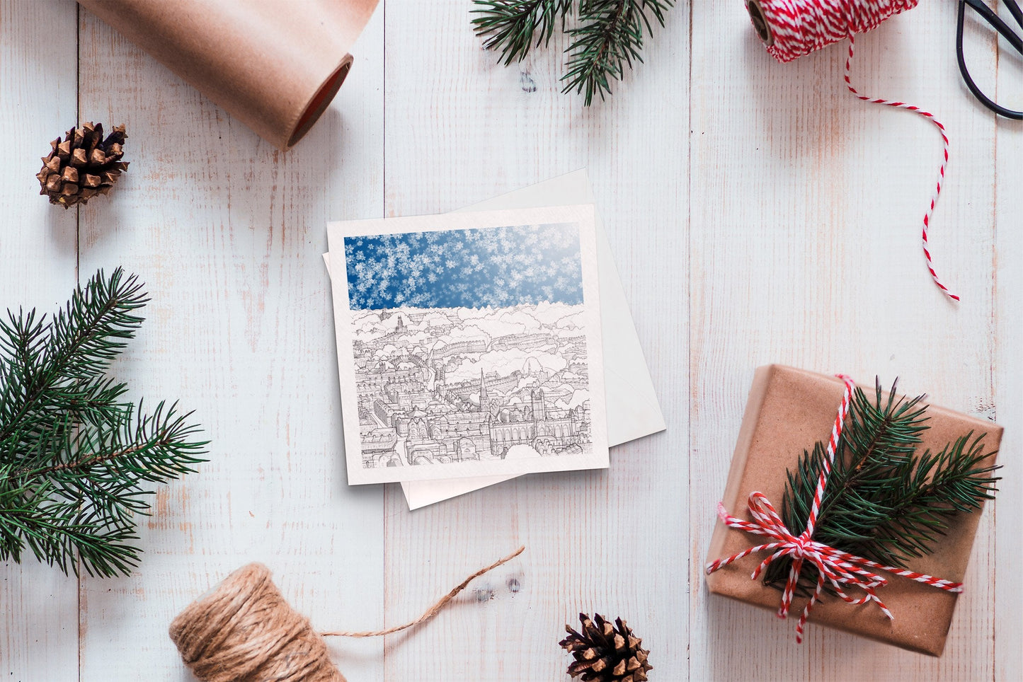Christmas greeting card - Aerial View of Bath