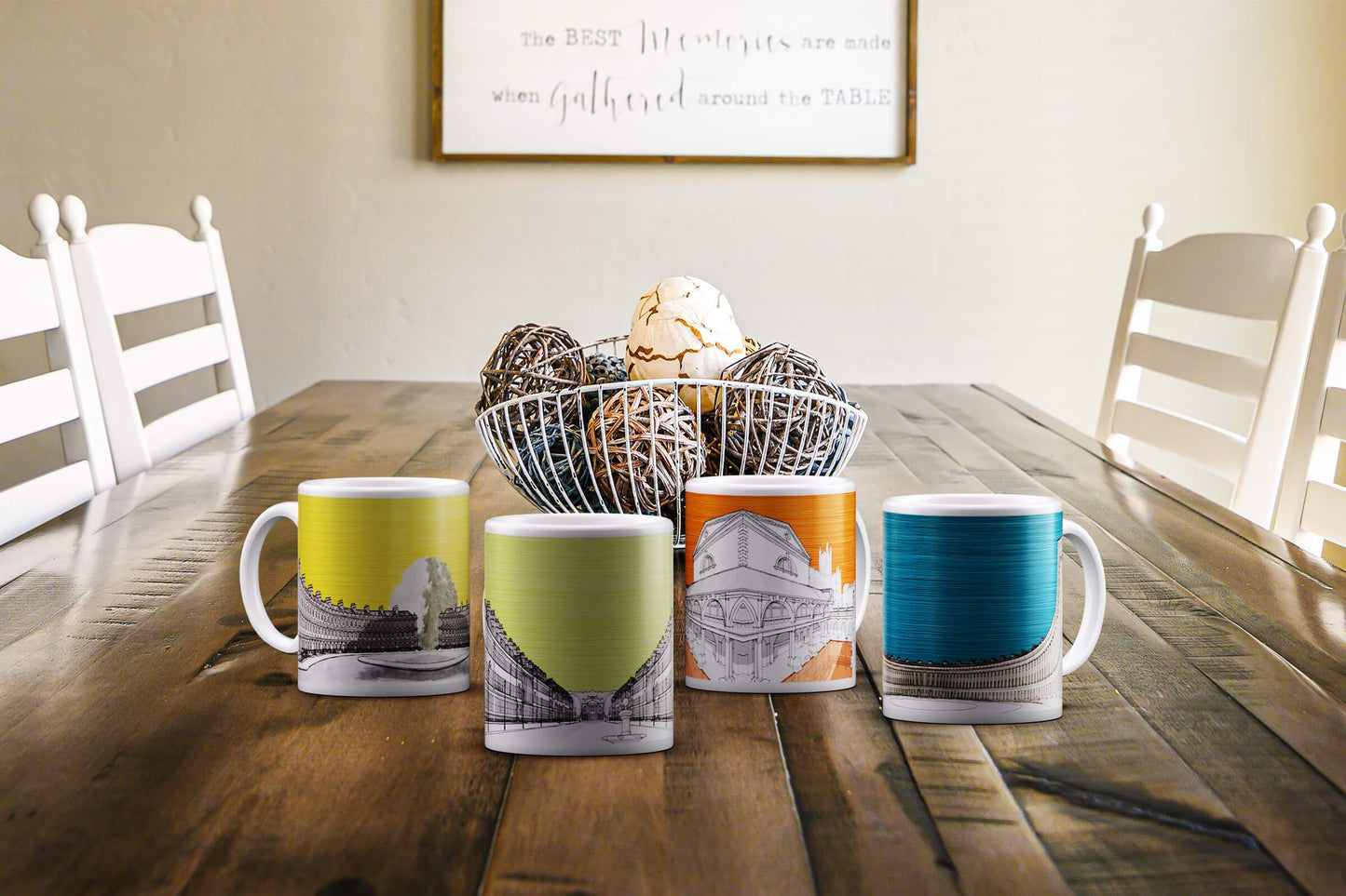 Set of 4 Ceramic Mugs - City of Bath