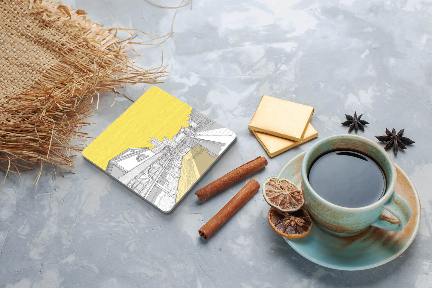 Roman Baths, Bath - Coaster - Yellow