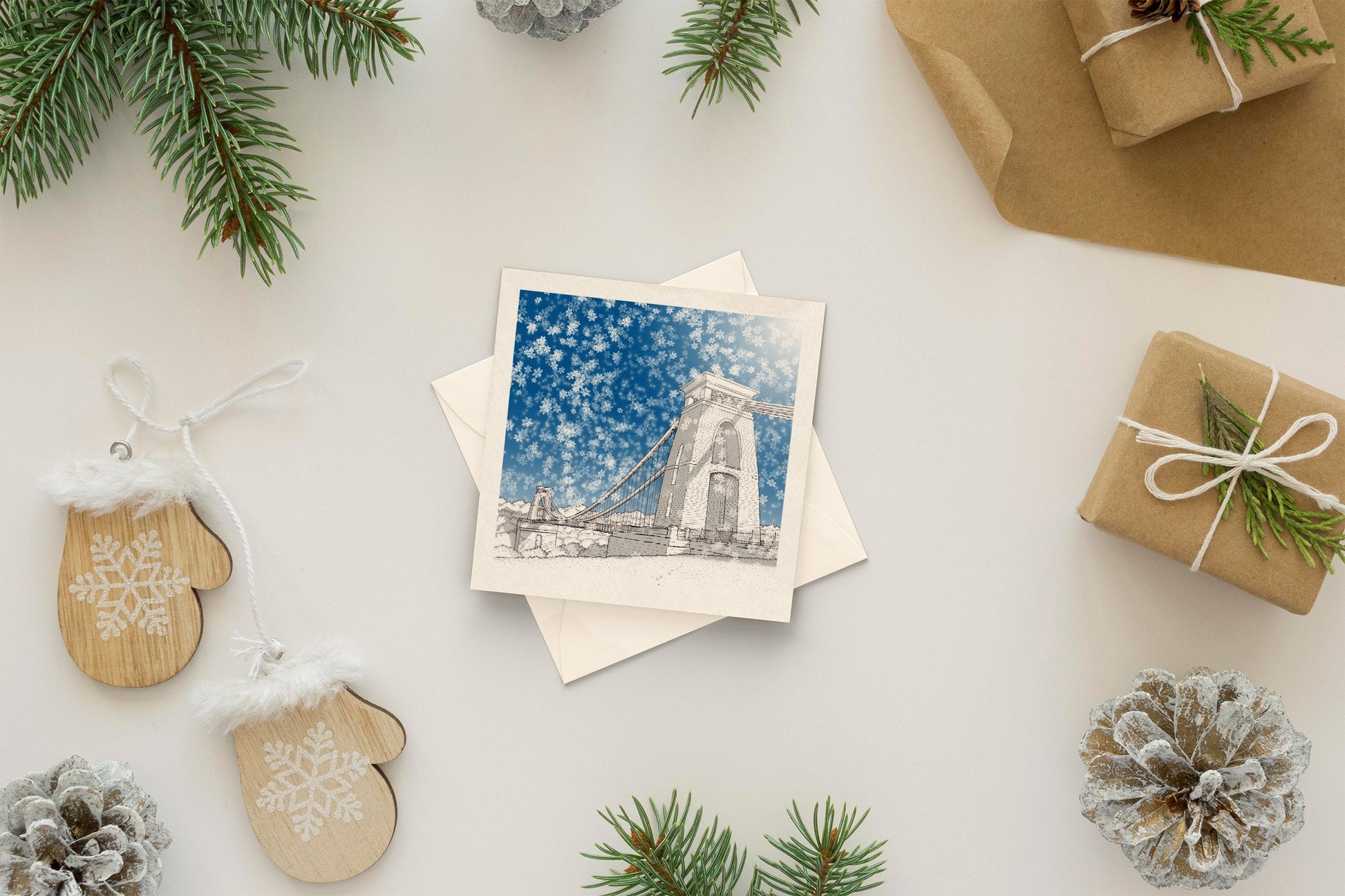 Architectural holiday card - Clifton Suspension Bridge, Bristol