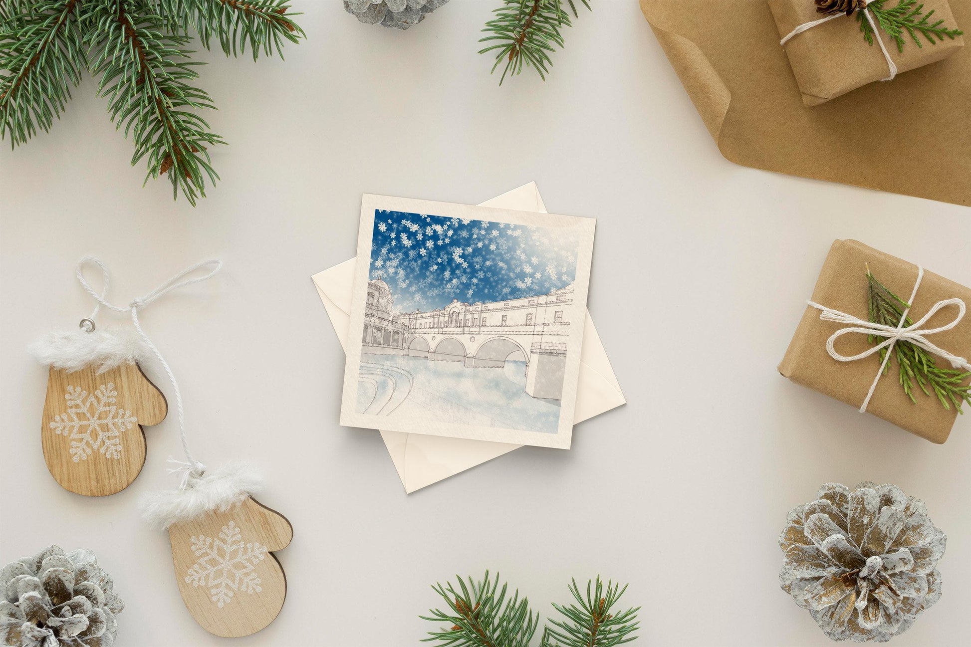 Architectural holiday card - Pulteney Bridge, Bath