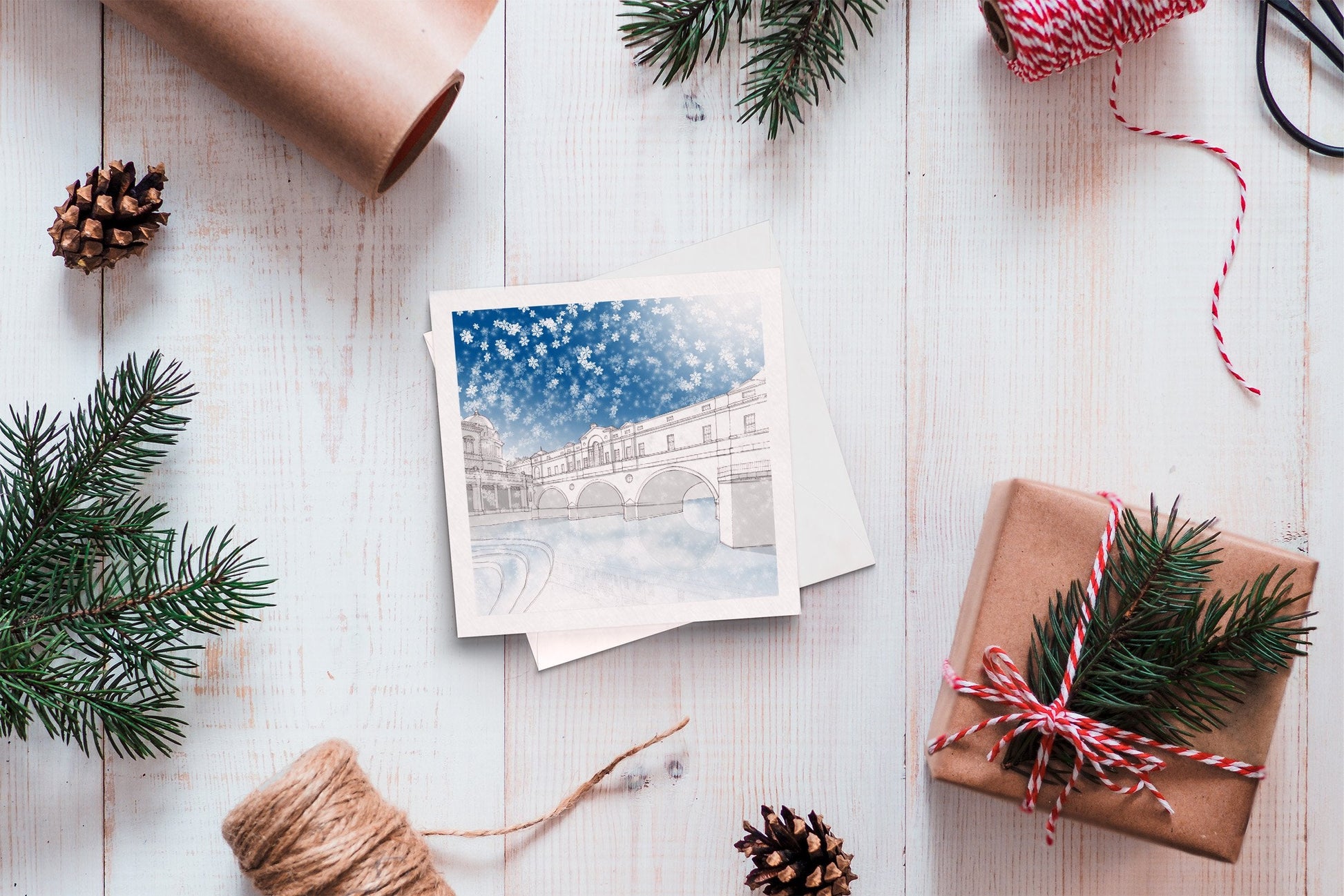 Christmas greeting card - Pulteney Bridge, Bath