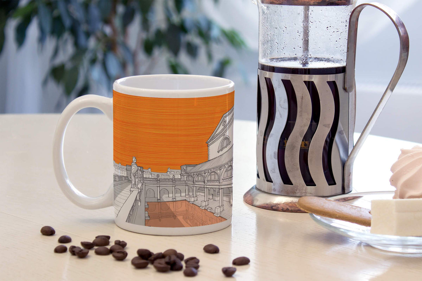 Roman Baths, Bath - Ceramic Mug - Orange