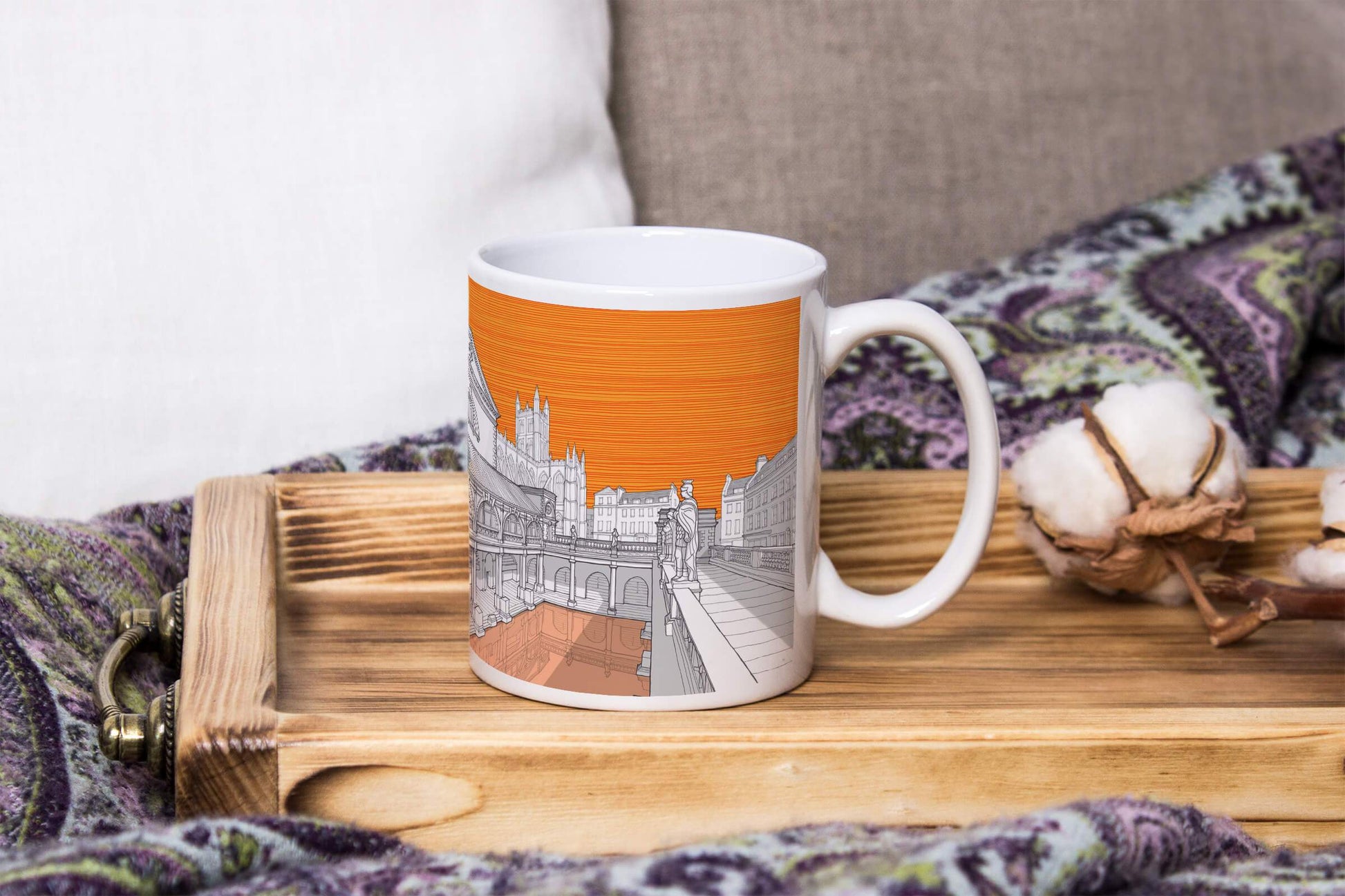 Roman Baths, Bath - Ceramic Mug - Orange