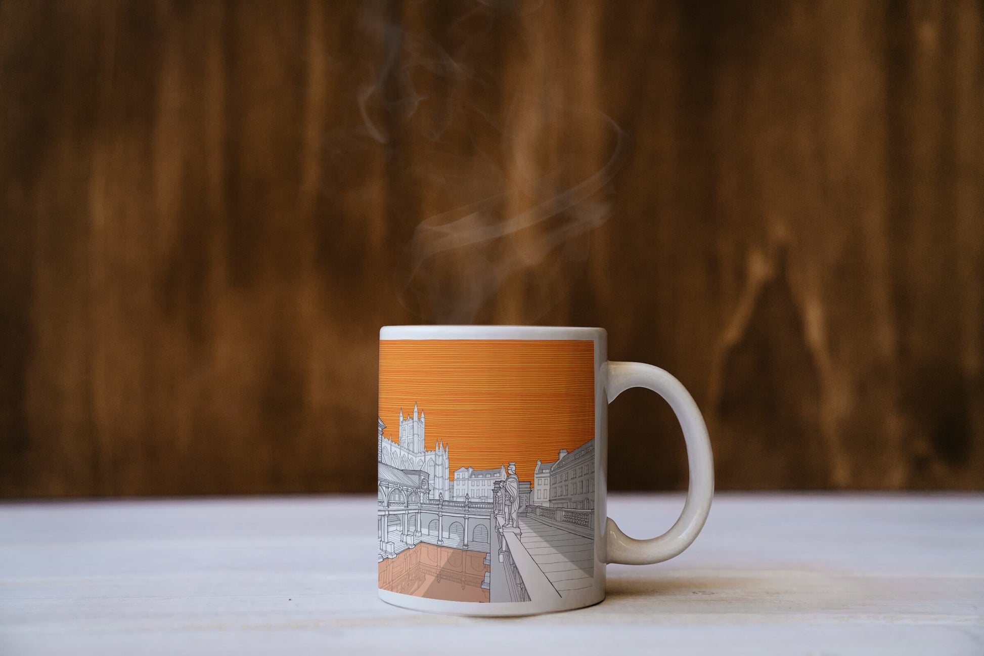 Roman Baths, Bath - Ceramic Mug - Orange