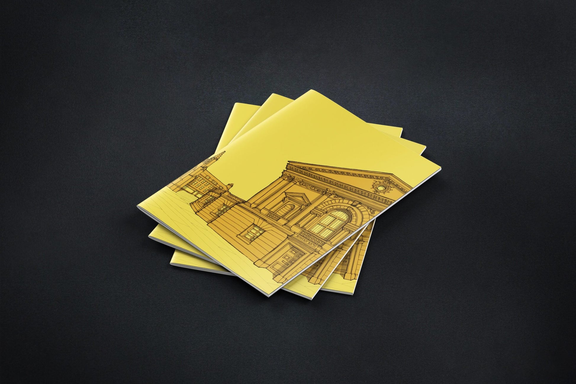 Bath Abbey Square Set of 3 Notebooks - Yellow