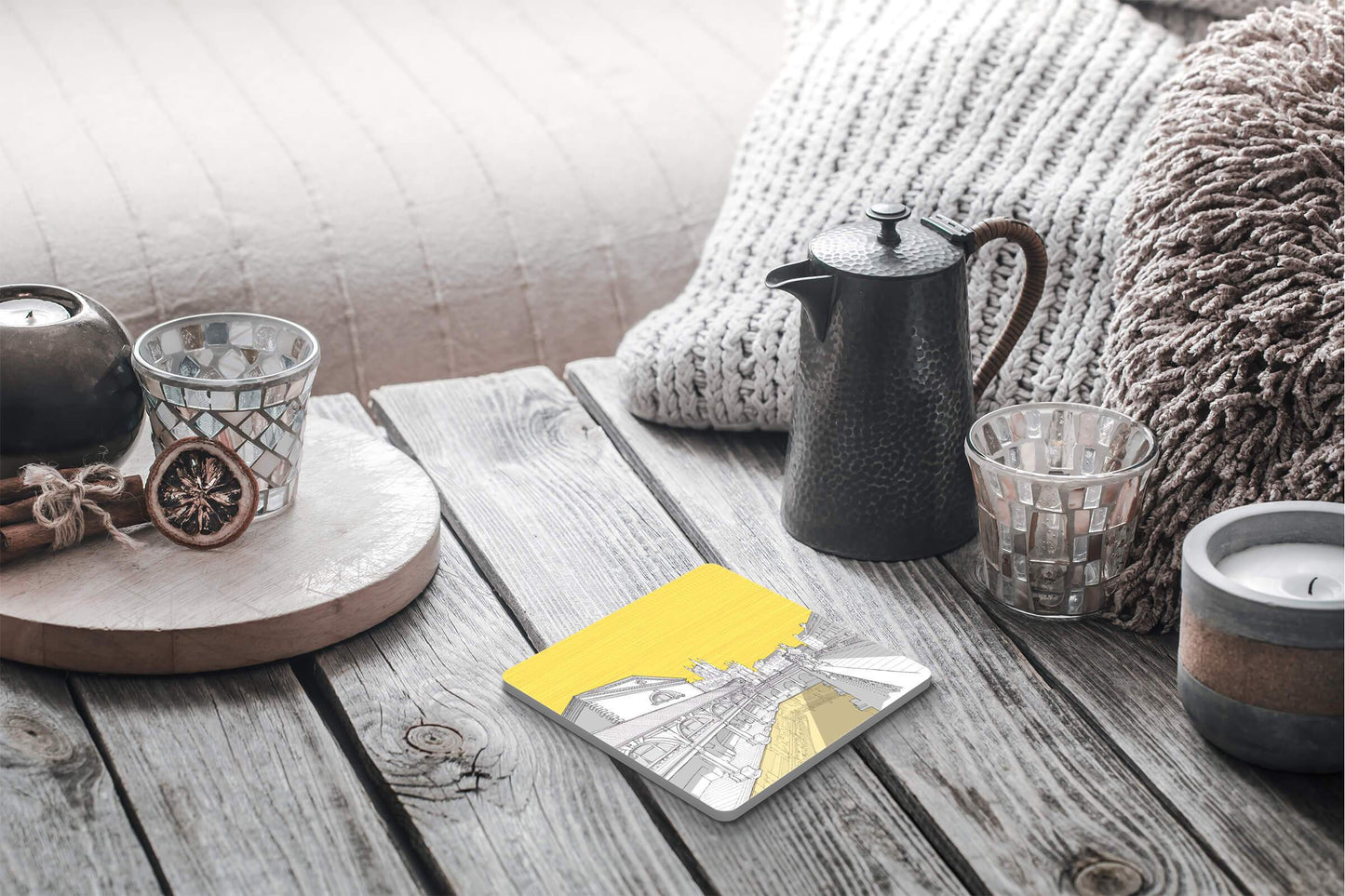 Roman Baths, Bath - Drinks Coaster - Yellow